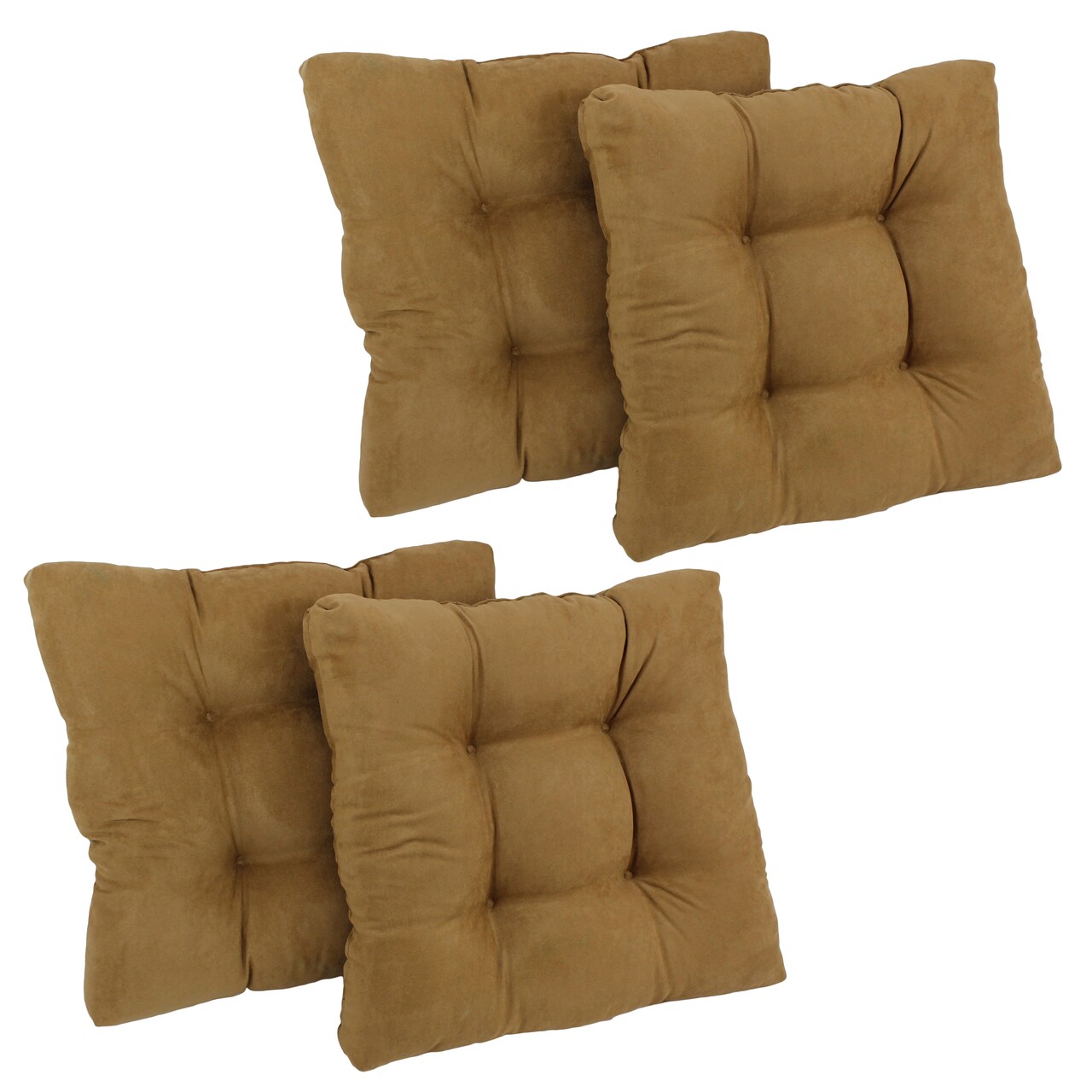 19-inch Squared Microsuede Tufted Dining Chair Cushion (Set of Four) - Camel